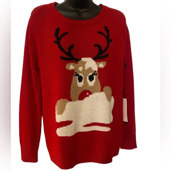 Women’s |  Ugly Christmas sweater | Reindeer sweater | Christmas NWT size L - Picture 14 of 14